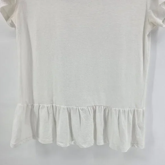 Caslon White Ruffle Hem T-Shirt – Size M – Short Sleeve Peplum Tee - Picture 4 of 6